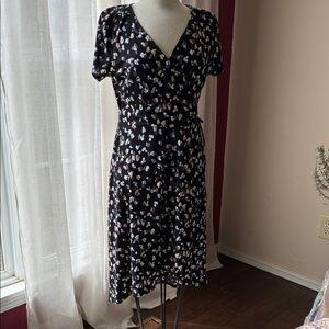 Elegant Black Floral Midi Dress